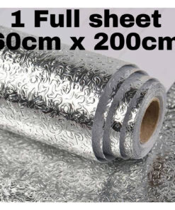 Silver Foil Sheet For Kitchen / Self Adhesive / Sticky ( 60*200cm )