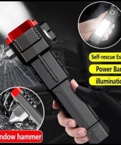 Rechargeable Tactical LED Flashlight & Power Bank with Safety Hammer