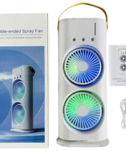 Rechargeable Double Head Mist Fan with Rotating Function - Type C charging  Adjustable 180-Degree Rotation